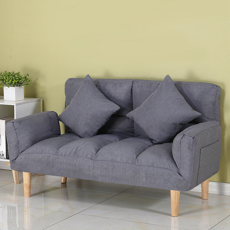 Adjustable Sofa Stationary Square Arm Seating for Living Room 47"L x 22"W x 27.5"H Grey Cotton and Linen Clearhalo 'furn' 'furn_sofas' 'Furniture' 'Living Room Furniture' 'Sofa' 'sofas' 7470534