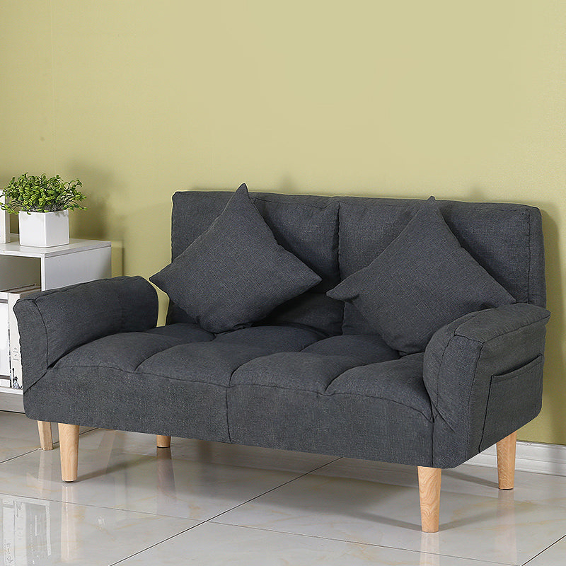 Adjustable Sofa Stationary Square Arm Seating for Living Room 47"L x 22"W x 27.5"H Dark Gray Cotton and Linen Clearhalo 'furn' 'furn_sofas' 'Furniture' 'Living Room Furniture' 'Sofa' 'sofas' 7470536