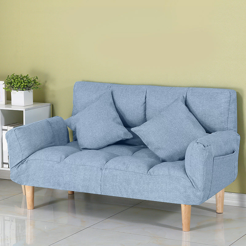 Adjustable Sofa Stationary Square Arm Seating for Living Room 47"L x 22"W x 27.5"H Light Blue Cotton and Linen Clearhalo 'furn' 'furn_sofas' 'Furniture' 'Living Room Furniture' 'Sofa' 'sofas' 7470538