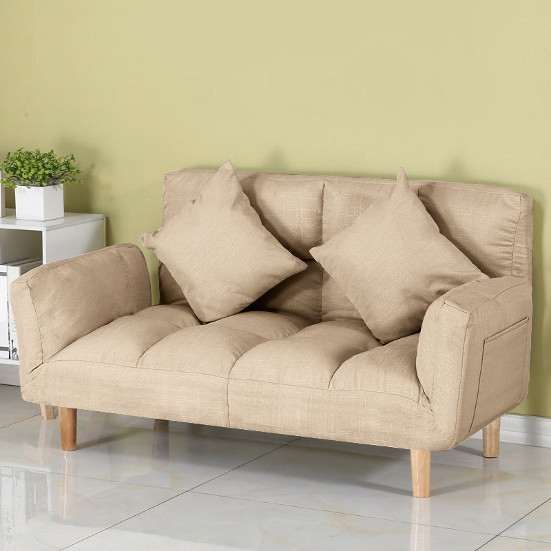 Adjustable Sofa Stationary Square Arm Seating for Living Room 47"L x 22"W x 27.5"H Khaki Cotton and Linen Clearhalo 'furn' 'furn_sofas' 'Furniture' 'Living Room Furniture' 'Sofa' 'sofas' 7470541