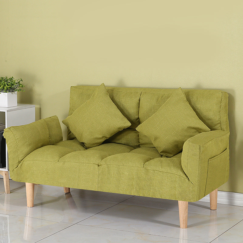 Adjustable Sofa Stationary Square Arm Seating for Living Room 47"L x 22"W x 27.5"H Light Green Cotton and Linen Clearhalo 'furn' 'furn_sofas' 'Furniture' 'Living Room Furniture' 'Sofa' 'sofas' 7470542