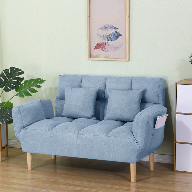 Adjustable Sofa Stationary Square Arm Seating for Living Room 47"L x 22"W x 32"H Light Blue Cotton and Linen Clearhalo 'furn' 'furn_sofas' 'Furniture' 'Living Room Furniture' 'Sofa' 'sofas' 7470553