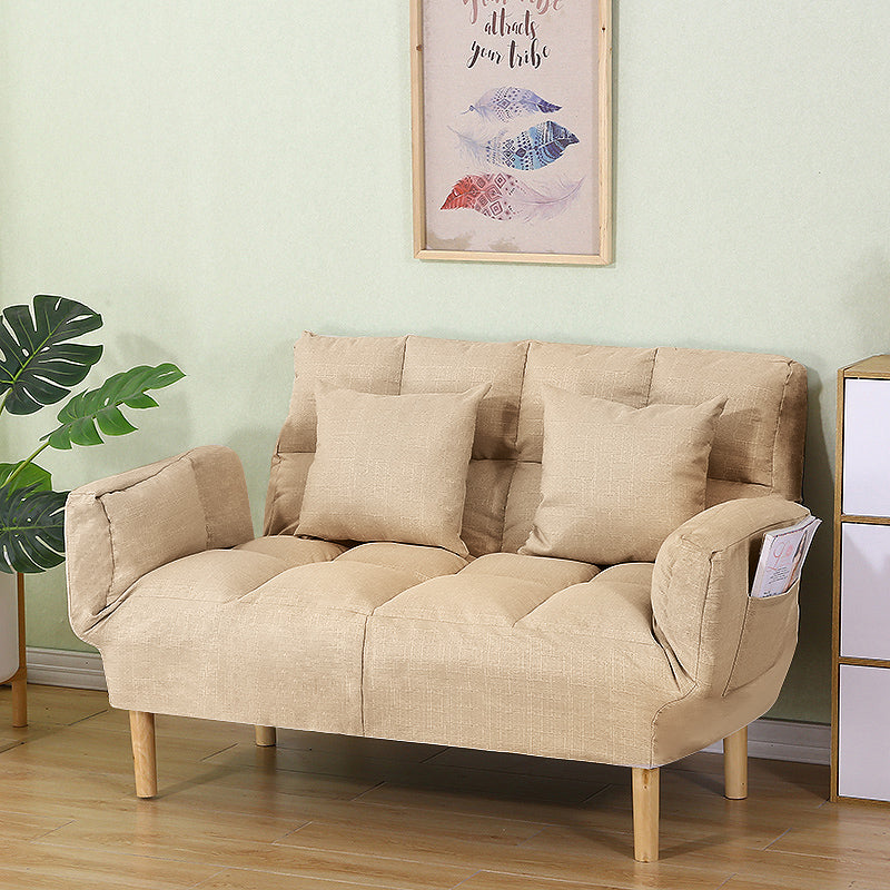 Adjustable Sofa Stationary Square Arm Seating for Living Room 47"L x 22"W x 32"H Khaki Cotton and Linen Clearhalo 'furn' 'furn_sofas' 'Furniture' 'Living Room Furniture' 'Sofa' 'sofas' 7470555