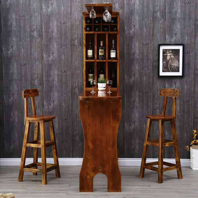 Traditional Indoor Bar Table Solid Wood Bar Table with Wine Glass Holders Clearhalo 'Bar Furniture' 'Bar Tables' 'bar_tables' 'furn' 'furn_bar_tables' 'Furniture' 'Kitchen & Dining Furniture' 7471225