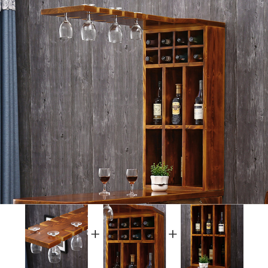 Traditional Indoor Bar Table Solid Wood Bar Table with Wine Glass Holders Clearhalo 'Bar Furniture' 'Bar Tables' 'bar_tables' 'furn' 'furn_bar_tables' 'Furniture' 'Kitchen & Dining Furniture' 7471229