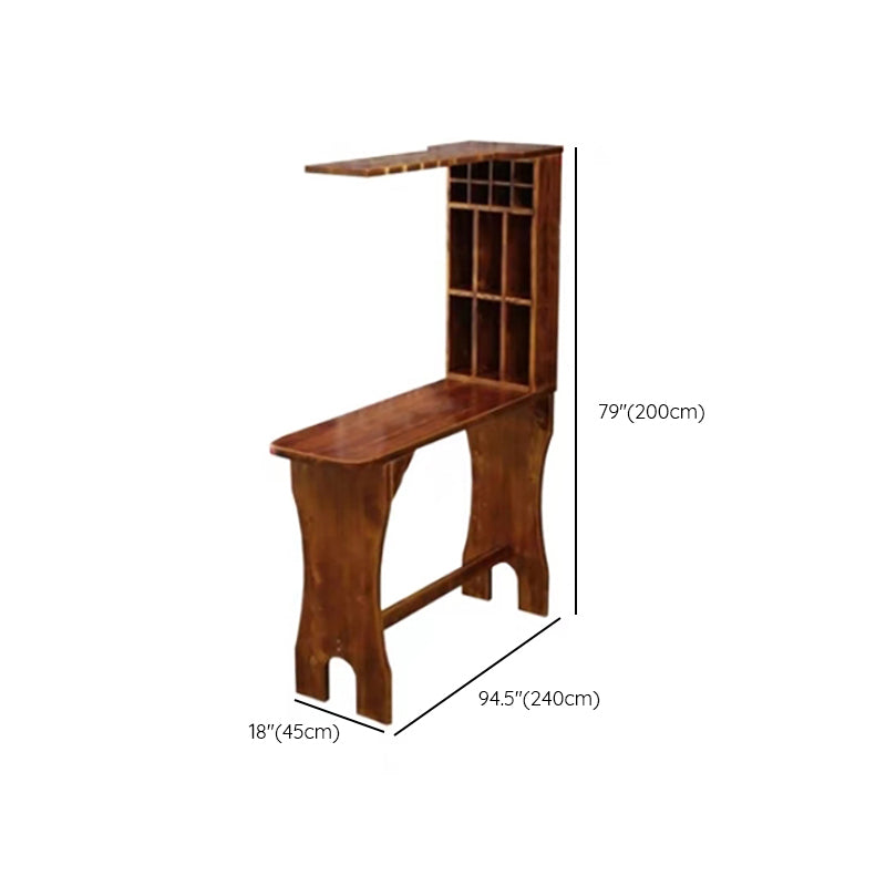 Traditional Indoor Bar Table Solid Wood Bar Table with Wine Glass Holders Clearhalo 'Bar Furniture' 'Bar Tables' 'bar_tables' 'furn' 'furn_bar_tables' 'Furniture' 'Kitchen & Dining Furniture' 7471236