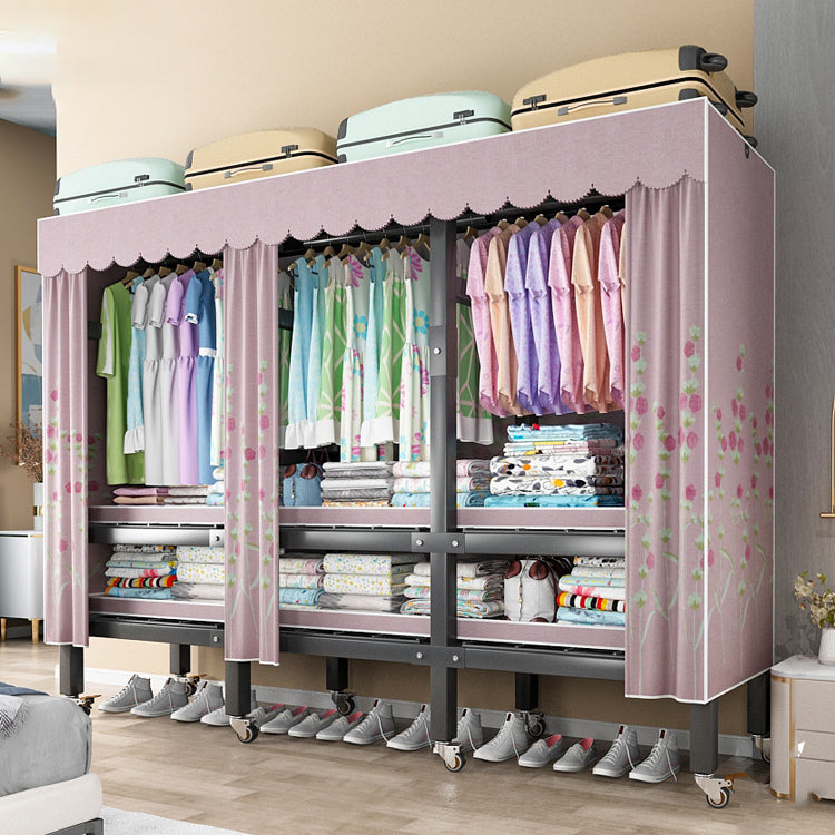 Opvouwbare vrijstaande garderobe metalen frame garderobe met casters