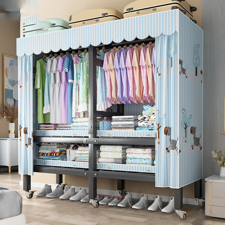 Opvouwbare vrijstaande garderobe metalen frame garderobe met casters