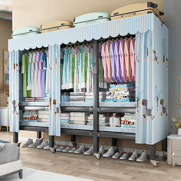 Opvouwbare vrijstaande garderobe metalen frame garderobe met casters