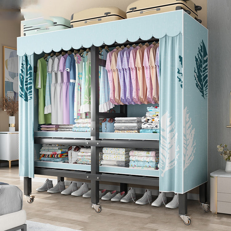 Opvouwbare vrijstaande garderobe metalen frame garderobe met casters