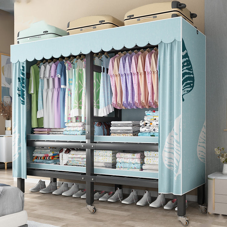 Opvouwbare vrijstaande garderobe metalen frame garderobe met casters