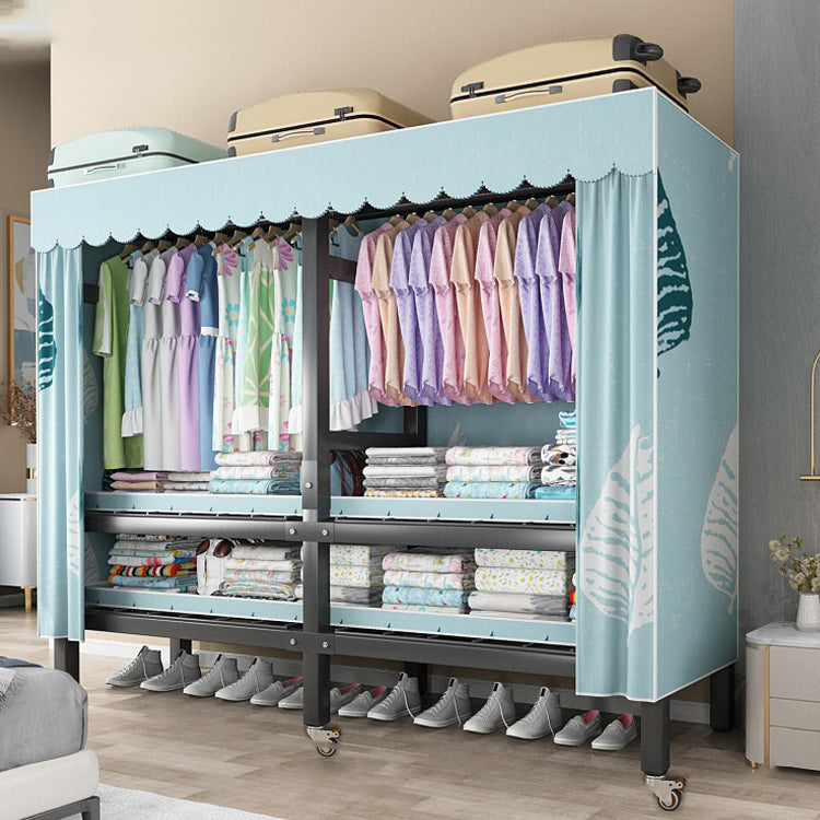 Opvouwbare vrijstaande garderobe metalen frame garderobe met casters