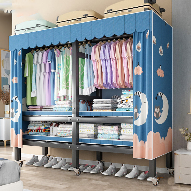 Opvouwbare vrijstaande garderobe metalen frame garderobe met casters