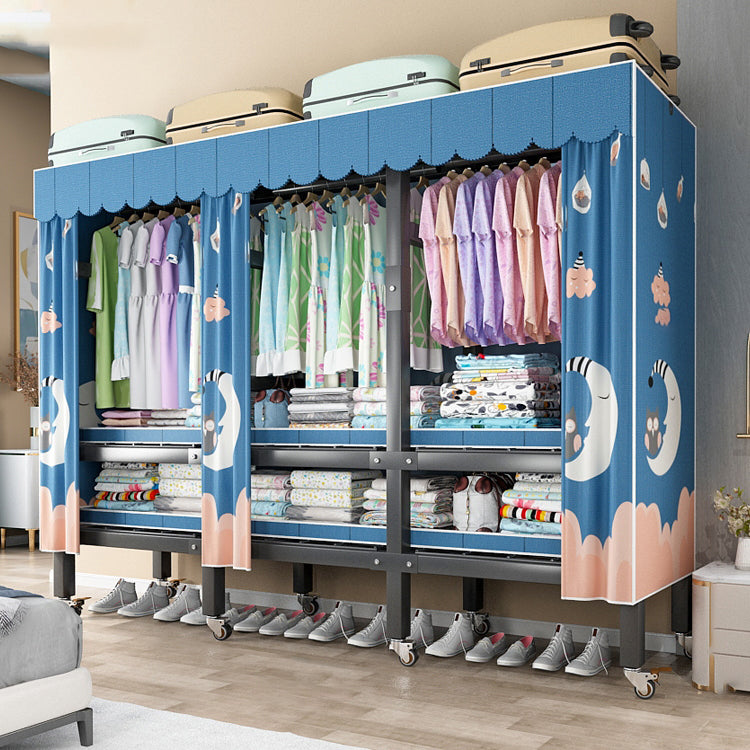 Opvouwbare vrijstaande garderobe metalen frame garderobe met casters