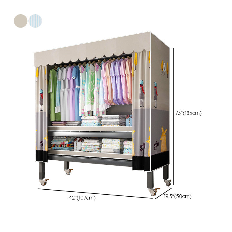 Opvouwbare vrijstaande garderobe metalen frame garderobe met casters