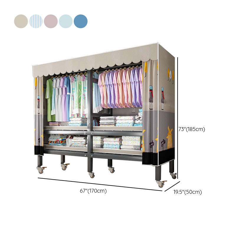 Opvouwbare vrijstaande garderobe metalen frame garderobe met casters