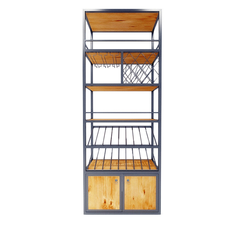 Modern Wine Bottle & Glass Rack Metal Floor Wine Rack Kitchen