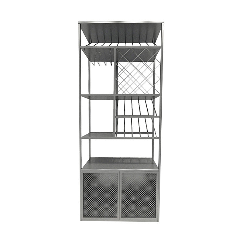 Modern Wine Bottle & Glass Rack Metal Floor Wine Rack Kitchen