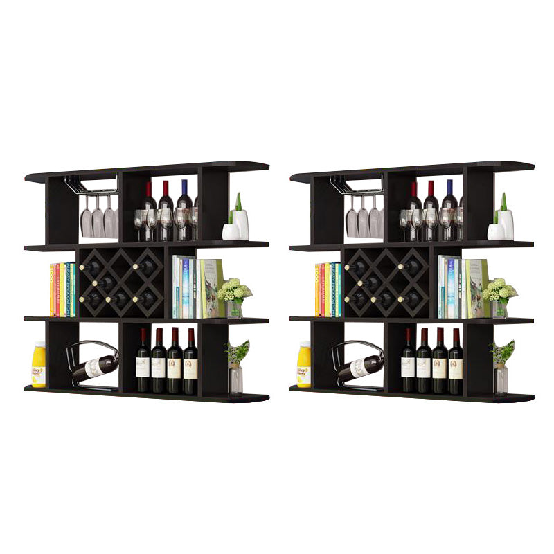 Modern Hanging Wine Bottle Holder Wooden Kitchen Wine Rack Bottle 47"L x 9"W x 40.5"H Black 2 Piece Set Clearhalo 'furn' 'furn_wine_racks' 'Furniture' 'Kitchen & Dining Furniture' 'Wine Racks' 'wine_racks' 7471459
