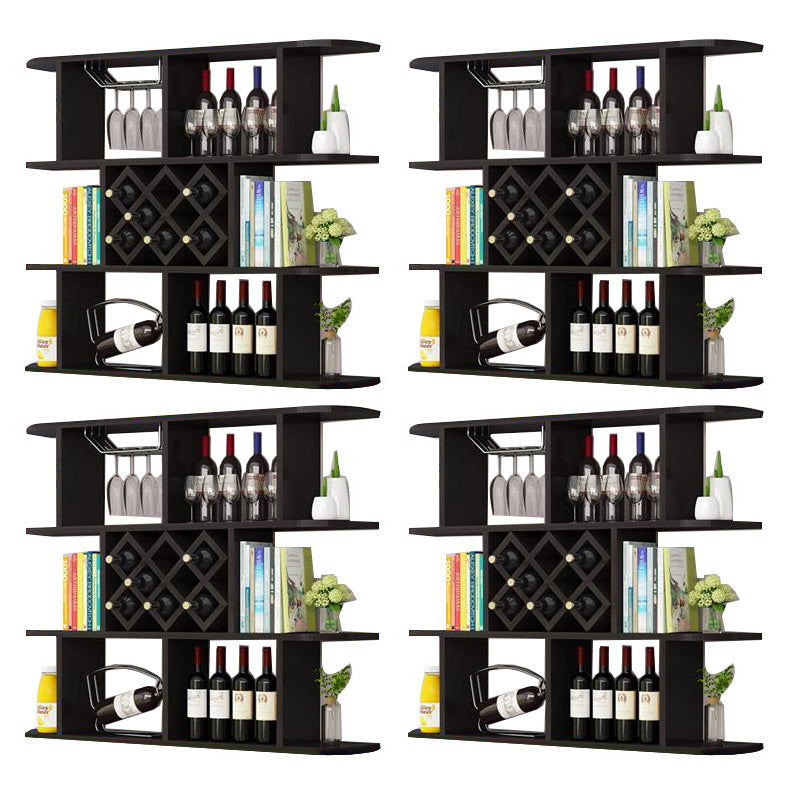 Modern Hanging Wine Bottle Holder Wooden Kitchen Wine Rack Bottle 47"L x 9"W x 40.5"H Black 4 Piece Set Clearhalo 'furn' 'furn_wine_racks' 'Furniture' 'Kitchen & Dining Furniture' 'Wine Racks' 'wine_racks' 7471461