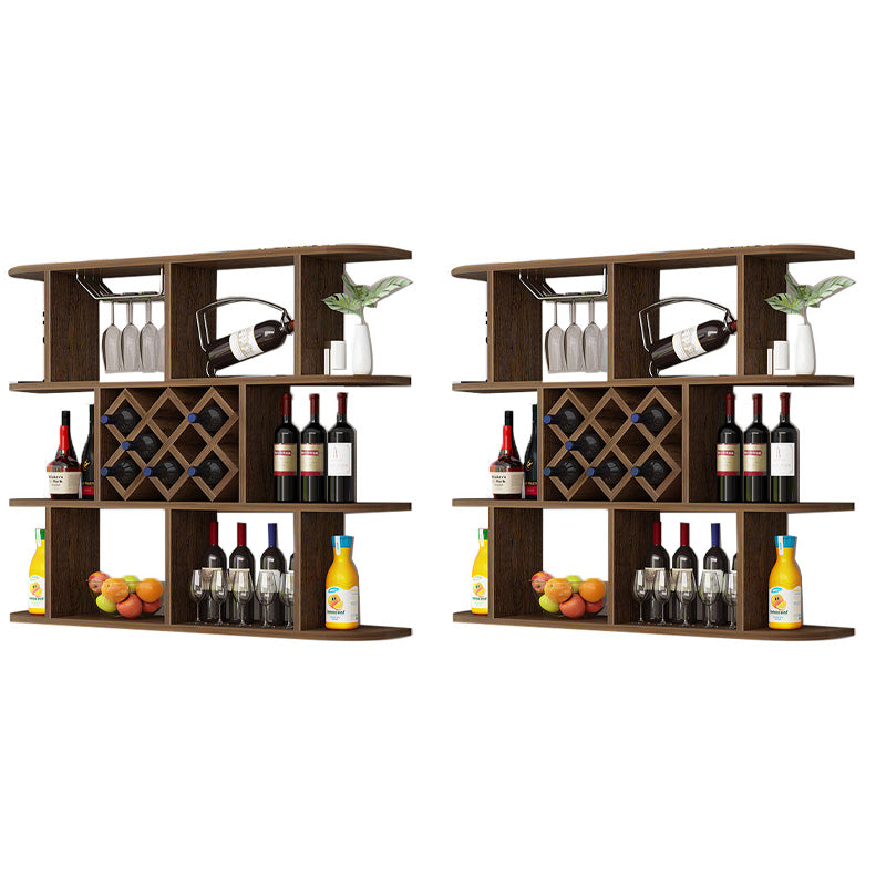 Modern Hanging Wine Bottle Holder Wooden Kitchen Wine Rack Bottle 47"L x 9"W x 40.5"H Nut-Brown 2 Piece Set Clearhalo 'furn' 'furn_wine_racks' 'Furniture' 'Kitchen & Dining Furniture' 'Wine Racks' 'wine_racks' 7471465