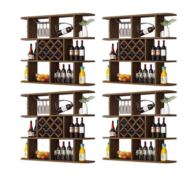 Modern Hanging Wine Bottle Holder Wooden Kitchen Wine Rack Bottle 47"L x 9"W x 40.5"H Nut-Brown 4 Piece Set Clearhalo 'furn' 'furn_wine_racks' 'Furniture' 'Kitchen & Dining Furniture' 'Wine Racks' 'wine_racks' 7471467