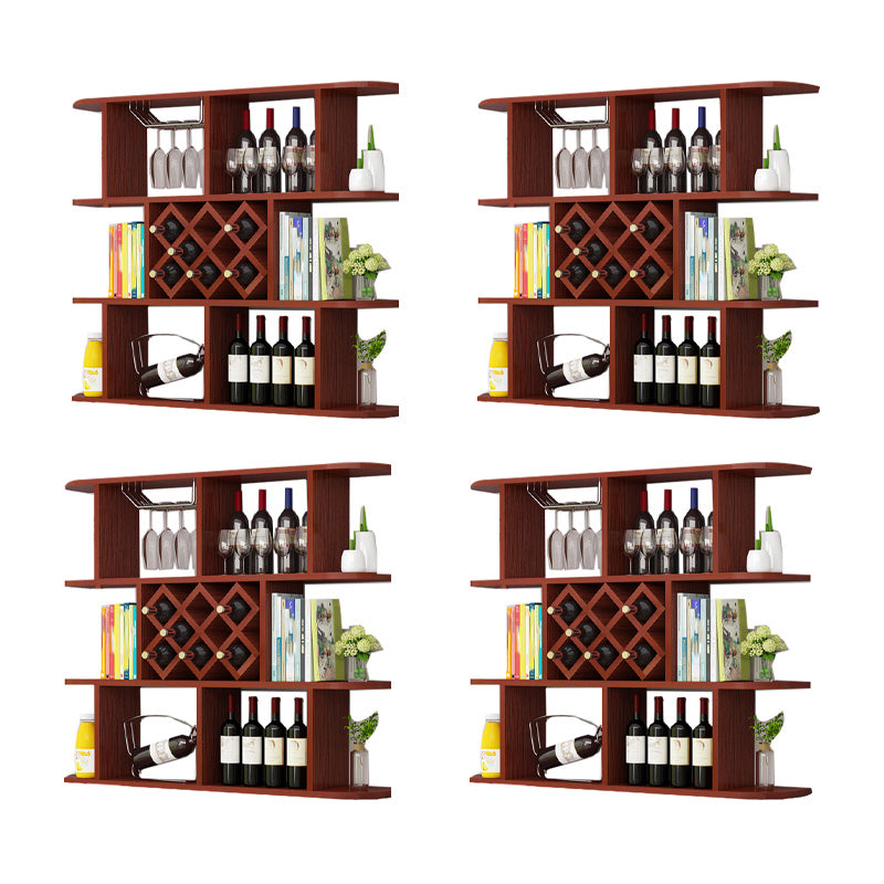 Modern Hanging Wine Bottle Holder Wooden Kitchen Wine Rack Bottle 47"L x 9"W x 40.5"H Brown 4 Piece Set Clearhalo 'furn' 'furn_wine_racks' 'Furniture' 'Kitchen & Dining Furniture' 'Wine Racks' 'wine_racks' 7471474