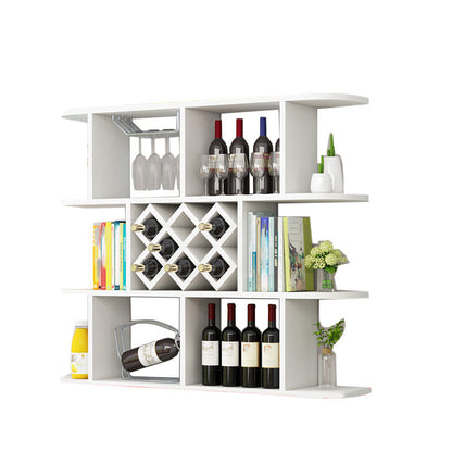 Modern Hanging Wine Bottle Holder Wooden Kitchen Wine Rack Bottle 47"L x 9"W x 40.5"H White 1 Piece Clearhalo 'furn' 'furn_wine_racks' 'Furniture' 'Kitchen & Dining Furniture' 'Wine Racks' 'wine_racks' 7471475