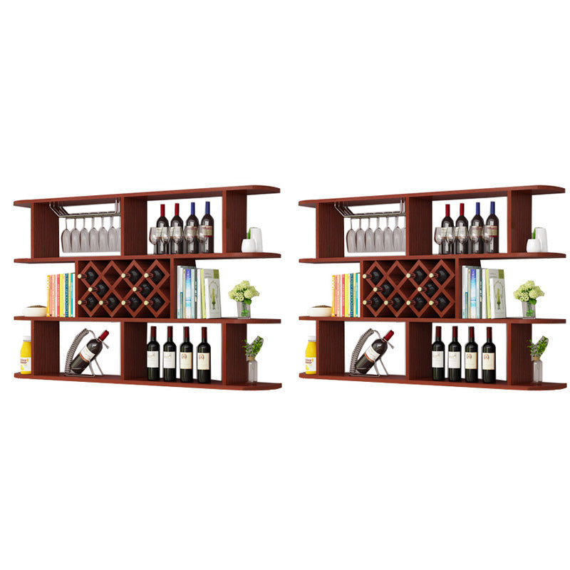 Modern Hanging Wine Bottle Holder Wooden Kitchen Wine Rack Bottle 63"L x 9.1"W x 40.6"H Brown 2 Piece Set Clearhalo 'furn' 'furn_wine_racks' 'Furniture' 'Kitchen & Dining Furniture' 'Wine Racks' 'wine_racks' 7471479