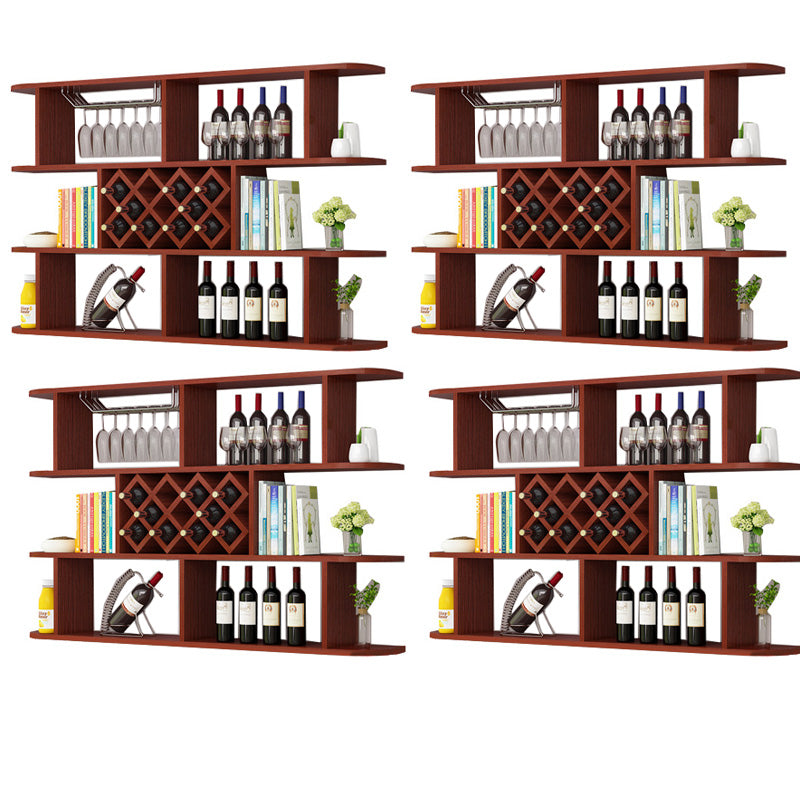 Modern Hanging Wine Bottle Holder Wooden Kitchen Wine Rack Bottle 63"L x 9.1"W x 40.6"H Brown 4 Piece Set Clearhalo 'furn' 'furn_wine_racks' 'Furniture' 'Kitchen & Dining Furniture' 'Wine Racks' 'wine_racks' 7471480