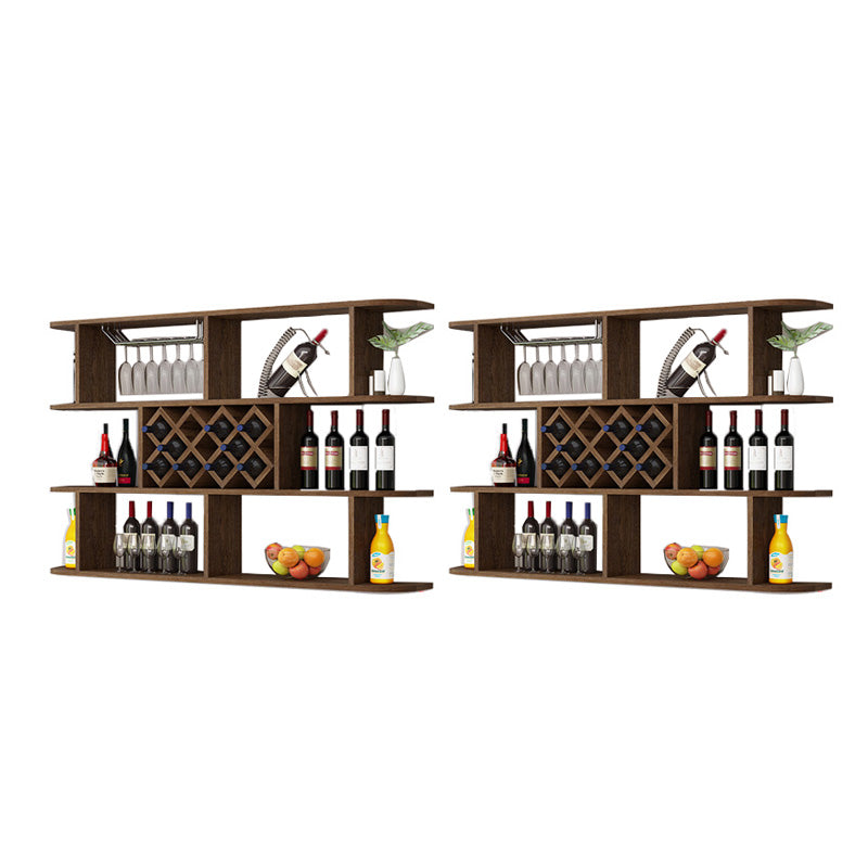 Modern Hanging Wine Bottle Holder Wooden Kitchen Wine Rack Bottle 63"L x 9.1"W x 40.6"H Nut-Brown 2 Piece Set Clearhalo 'furn' 'furn_wine_racks' 'Furniture' 'Kitchen & Dining Furniture' 'Wine Racks' 'wine_racks' 7471482
