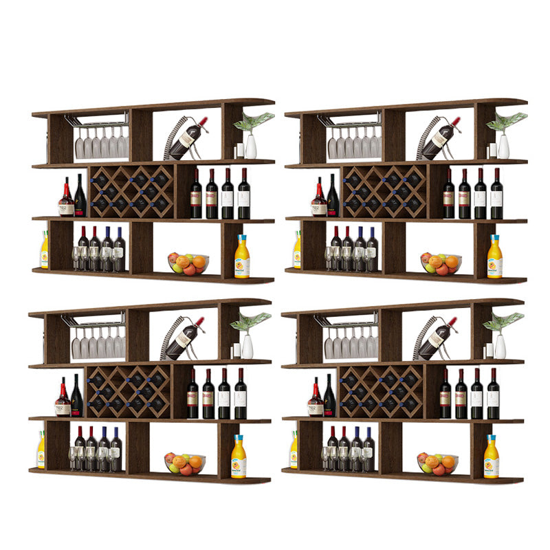 Modern Hanging Wine Bottle Holder Wooden Kitchen Wine Rack Bottle 63"L x 9.1"W x 40.6"H Nut-Brown 4 Piece Set Clearhalo 'furn' 'furn_wine_racks' 'Furniture' 'Kitchen & Dining Furniture' 'Wine Racks' 'wine_racks' 7471483
