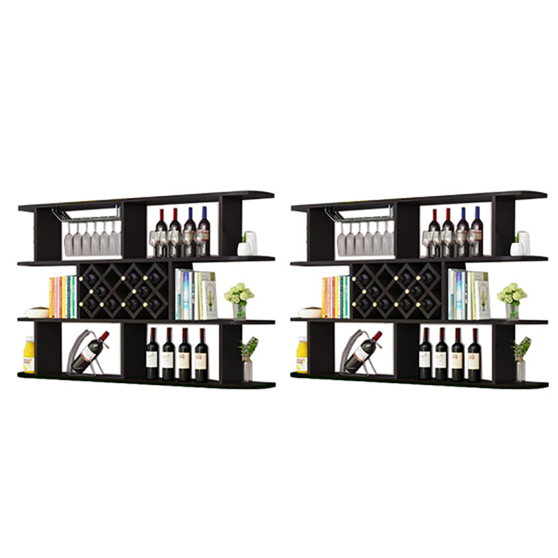 Modern Hanging Wine Bottle Holder Wooden Kitchen Wine Rack Bottle 63"L x 9.1"W x 40.6"H Black 2 Piece Set Clearhalo 'furn' 'furn_wine_racks' 'Furniture' 'Kitchen & Dining Furniture' 'Wine Racks' 'wine_racks' 7471488