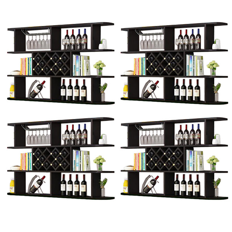 Modern Hanging Wine Bottle Holder Wooden Kitchen Wine Rack Bottle 63"L x 9.1"W x 40.6"H Black 4 Piece Set Clearhalo 'furn' 'furn_wine_racks' 'Furniture' 'Kitchen & Dining Furniture' 'Wine Racks' 'wine_racks' 7471489