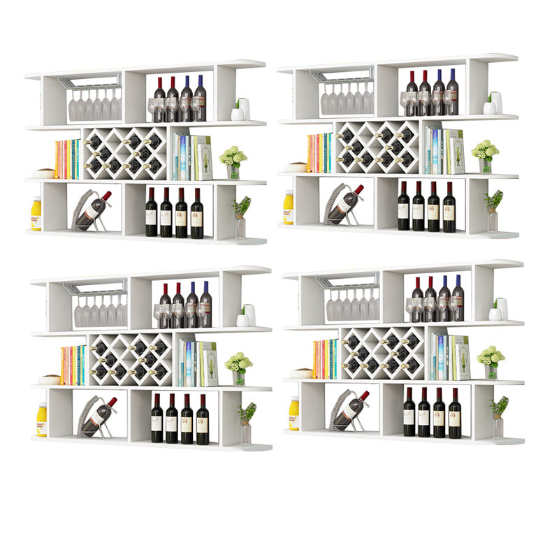 Modern Hanging Wine Bottle Holder Wooden Kitchen Wine Rack Bottle 63"L x 9.1"W x 40.6"H White 4 Piece Set Clearhalo 'furn' 'furn_wine_racks' 'Furniture' 'Kitchen & Dining Furniture' 'Wine Racks' 'wine_racks' 7471492