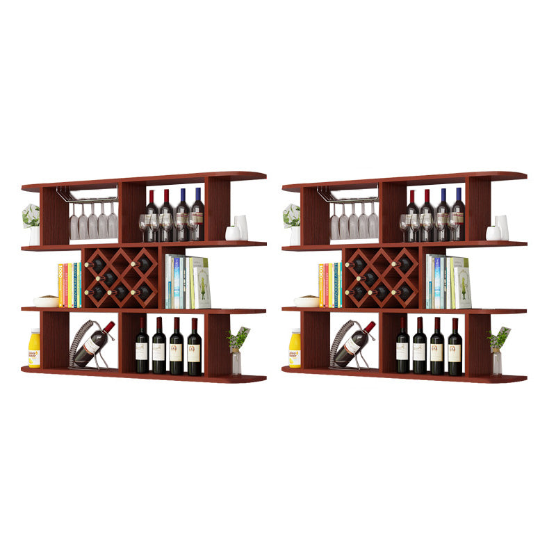 Modern Hanging Wine Bottle Holder Wooden Kitchen Wine Rack Bottle 55.1"L x 9.1"W x 40.6"H Brown 2 Piece Set Clearhalo 'furn' 'furn_wine_racks' 'Furniture' 'Kitchen & Dining Furniture' 'Wine Racks' 'wine_racks' 7471494