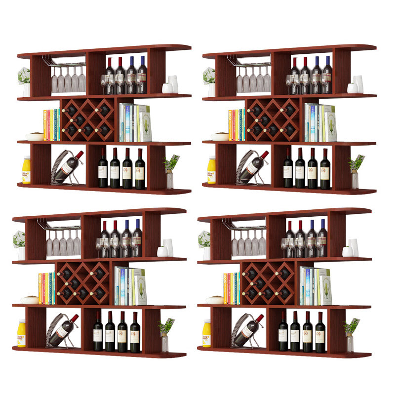 Modern Hanging Wine Bottle Holder Wooden Kitchen Wine Rack Bottle 55.1"L x 9.1"W x 40.6"H Brown 4 Piece Set Clearhalo 'furn' 'furn_wine_racks' 'Furniture' 'Kitchen & Dining Furniture' 'Wine Racks' 'wine_racks' 7471495