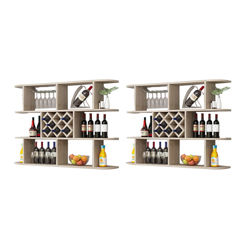 Modern Hanging Wine Bottle Holder Wooden Kitchen Wine Rack Bottle 55.1"L x 9.1"W x 40.6"H Natural 2 Piece Set Clearhalo 'furn' 'furn_wine_racks' 'Furniture' 'Kitchen & Dining Furniture' 'Wine Racks' 'wine_racks' 7471500