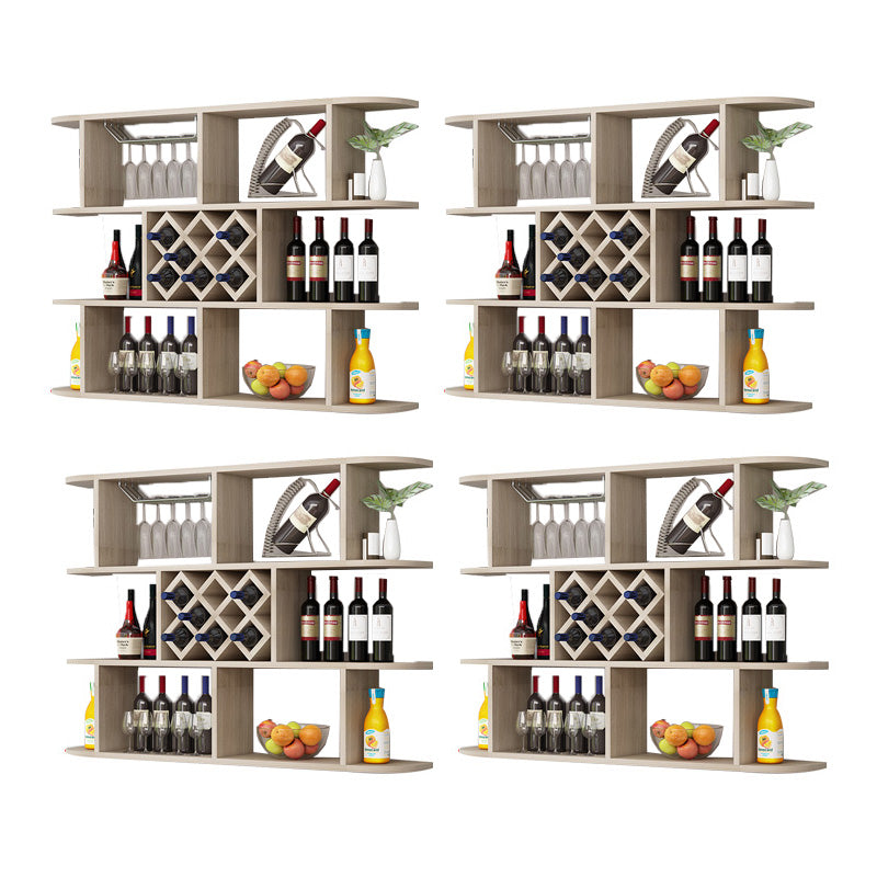 Modern Hanging Wine Bottle Holder Wooden Kitchen Wine Rack Bottle 55.1"L x 9.1"W x 40.6"H Natural 4 Piece Set Clearhalo 'furn' 'furn_wine_racks' 'Furniture' 'Kitchen & Dining Furniture' 'Wine Racks' 'wine_racks' 7471501