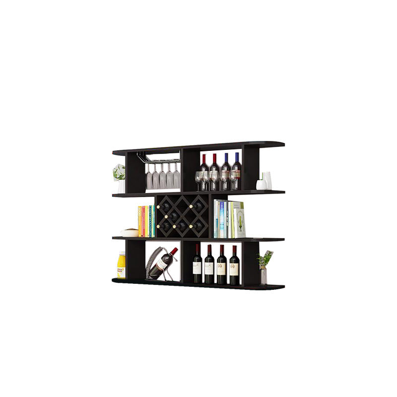 Modern Hanging Wine Bottle Holder Wooden Kitchen Wine Rack Bottle 55.1"L x 9.1"W x 40.6"H Black 1 Piece Clearhalo 'furn' 'furn_wine_racks' 'Furniture' 'Kitchen & Dining Furniture' 'Wine Racks' 'wine_racks' 7471502