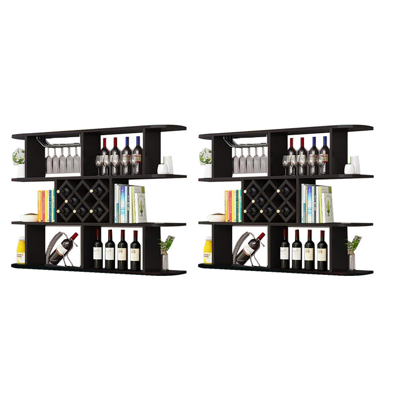 Modern Hanging Wine Bottle Holder Wooden Kitchen Wine Rack Bottle 55.1"L x 9.1"W x 40.6"H Black 2 Piece Set Clearhalo 'furn' 'furn_wine_racks' 'Furniture' 'Kitchen & Dining Furniture' 'Wine Racks' 'wine_racks' 7471503