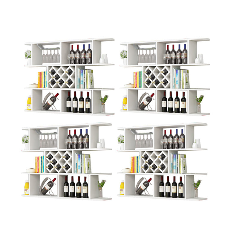 Modern Hanging Wine Bottle Holder Wooden Kitchen Wine Rack Bottle 55.1"L x 9.1"W x 40.6"H White 4 Piece Set Clearhalo 'furn' 'furn_wine_racks' 'Furniture' 'Kitchen & Dining Furniture' 'Wine Racks' 'wine_racks' 7471507