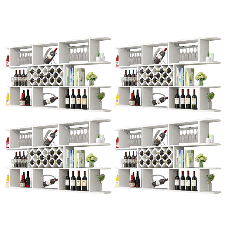Modern Hanging Wine Bottle Holder Wooden Kitchen Wine Rack Bottle 71"L x 9"W x 41"H White 4 Piece Set Clearhalo 'furn' 'furn_wine_racks' 'Furniture' 'Kitchen & Dining Furniture' 'Wine Racks' 'wine_racks' 7471510