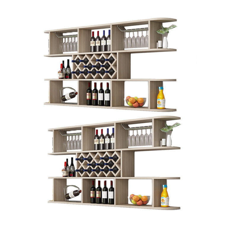 Modern Hanging Wine Bottle Holder Wooden Kitchen Wine Rack Bottle 71"L x 9"W x 41"H Natural 2 Piece Set Clearhalo 'furn' 'furn_wine_racks' 'Furniture' 'Kitchen & Dining Furniture' 'Wine Racks' 'wine_racks' 7471512