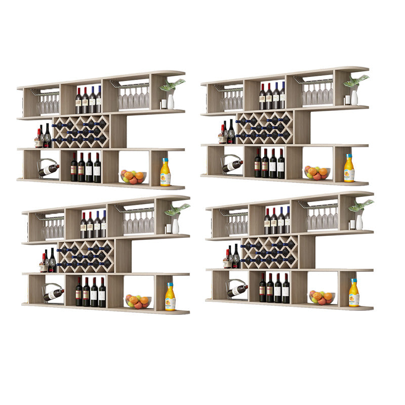Modern Hanging Wine Bottle Holder Wooden Kitchen Wine Rack Bottle 71"L x 9"W x 41"H Natural 4 Piece Set Clearhalo 'furn' 'furn_wine_racks' 'Furniture' 'Kitchen & Dining Furniture' 'Wine Racks' 'wine_racks' 7471513