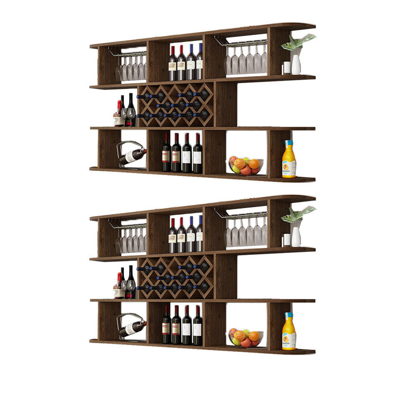 Modern Hanging Wine Bottle Holder Wooden Kitchen Wine Rack Bottle 71"L x 9"W x 41"H Nut-Brown 2 Piece Set Clearhalo 'furn' 'furn_wine_racks' 'Furniture' 'Kitchen & Dining Furniture' 'Wine Racks' 'wine_racks' 7471515
