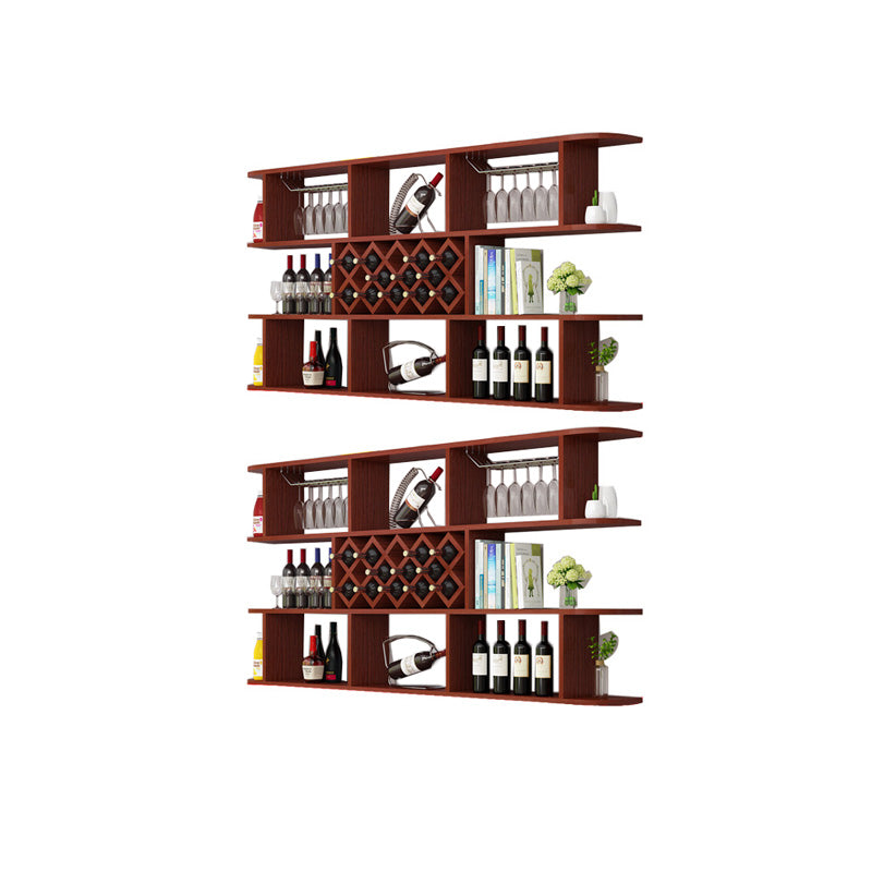 Modern Hanging Wine Bottle Holder Wooden Kitchen Wine Rack Bottle 71"L x 9"W x 41"H Brown 2 Piece Set Clearhalo 'furn' 'furn_wine_racks' 'Furniture' 'Kitchen & Dining Furniture' 'Wine Racks' 'wine_racks' 7471518
