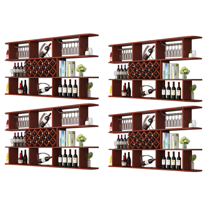 Modern Hanging Wine Bottle Holder Wooden Kitchen Wine Rack Bottle 71"L x 9"W x 41"H Brown 4 Piece Set Clearhalo 'furn' 'furn_wine_racks' 'Furniture' 'Kitchen & Dining Furniture' 'Wine Racks' 'wine_racks' 7471519