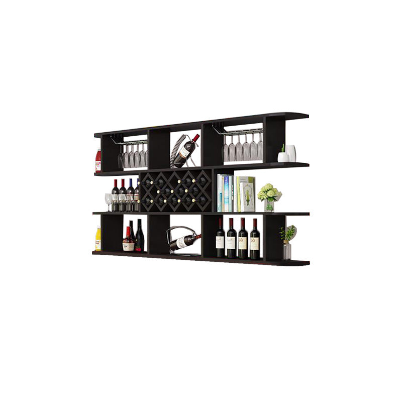 Modern Hanging Wine Bottle Holder Wooden Kitchen Wine Rack Bottle 71"L x 9"W x 41"H Black 1 Piece Clearhalo 'furn' 'furn_wine_racks' 'Furniture' 'Kitchen & Dining Furniture' 'Wine Racks' 'wine_racks' 7471520