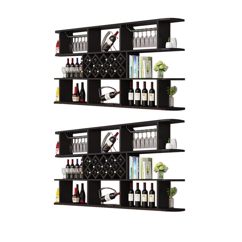 Modern Hanging Wine Bottle Holder Wooden Kitchen Wine Rack Bottle 71"L x 9"W x 41"H Black 2 Piece Set Clearhalo 'furn' 'furn_wine_racks' 'Furniture' 'Kitchen & Dining Furniture' 'Wine Racks' 'wine_racks' 7471521
